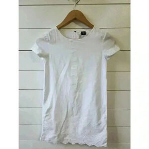 Gap Girl's Size 8 (M) White Cap Sleeve Dress with Eyelet Detail